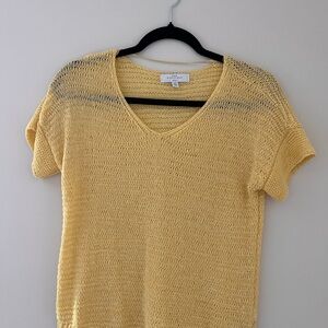 Yellow Knit Short Sleeve Top